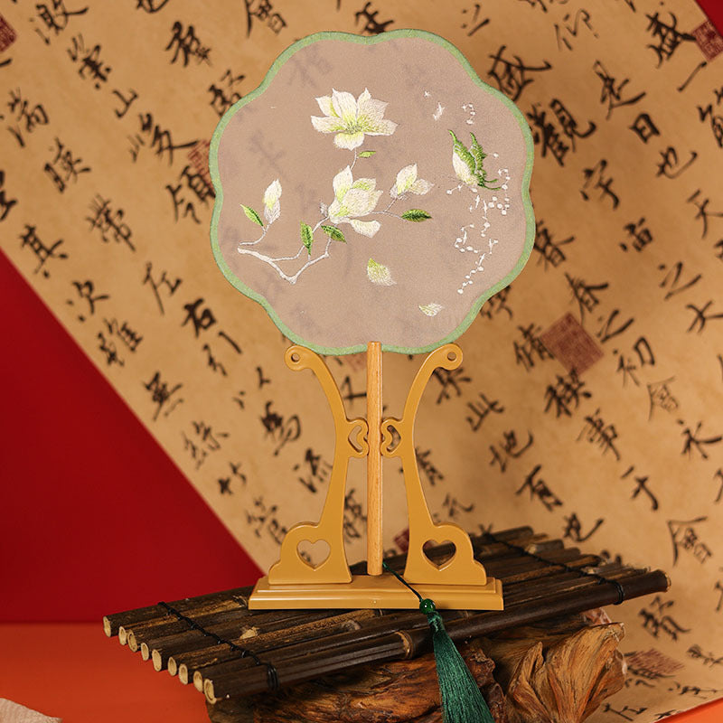 Exquisite Dual-Sided Embroidered Round Fan - Ancient Style Decorative Hand Fan