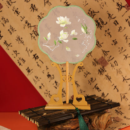 Exquisite Dual-Sided Embroidered Round Fan - Ancient Style Decorative Hand Fan