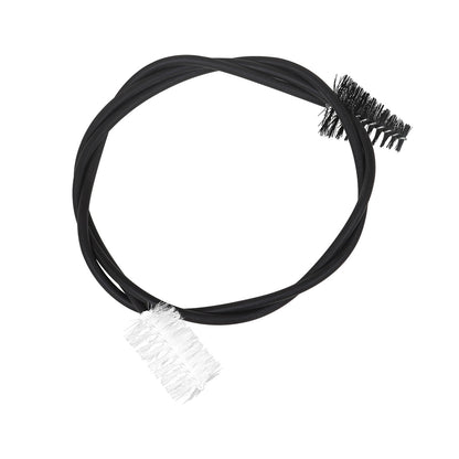 Dual-Head Brass Instrument Cleaning Brush – Flexible Anti-Scratch Bore Snake for Trumpet/Trombone/Saxophone (Black+White) – Natural Bristles & Rubber-Coated Wire