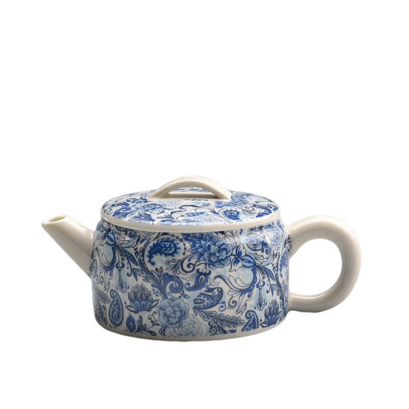 Blue & White Hanwa Teapot - Plant Ash Glaze Ceramic with Wisteria Pattern (3 Sizes: 100ml/150ml/250ml)