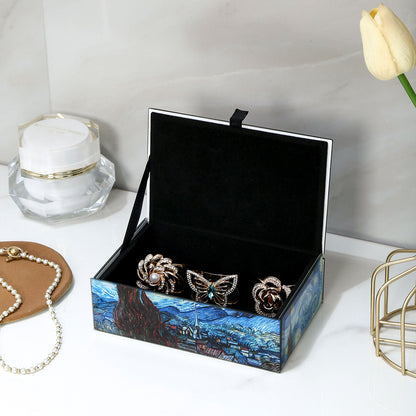Van Gogh Starry Night Glass Jewelry Box - High-End Jewelry Organizer, Stylish Home Storage Box