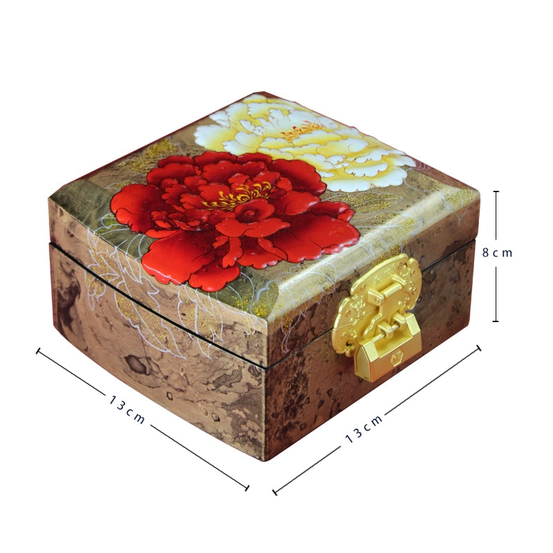 Jewelry Box Handmade Retro Lock Large Capacity Storage Box China Intangible Cultural Heritage Jewelry Box