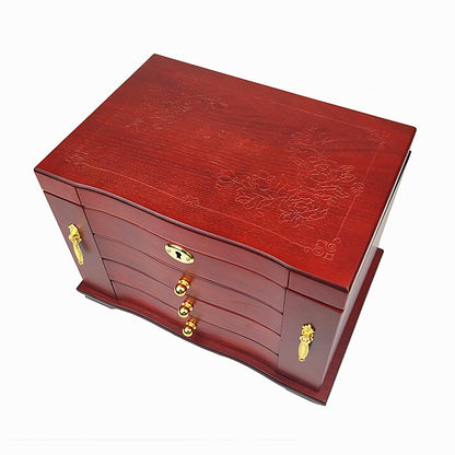 Luxury Wooden Jewelry Box with Lock - Antique European Jewelry Storage Case