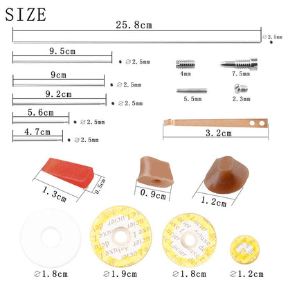 Professional Flute Repair Toolkit – 10-Piece Stainless Steel & Rubber Kit (Shafts, Pads, Screws)
