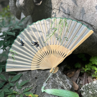 Elegant Suzhou Embroidered Folding Fan - Traditional Ancient Style Handheld Fan