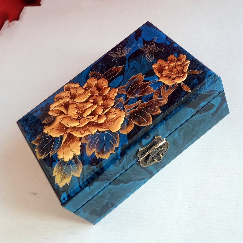 Chinese Red Lacquer & Gold Jewelry Case - Feng Shui Wooden Jewelry Organizer with Spacious Drawers, Elegant Gift Box for Women (Birthday/Anniversary/Wedding Present)
