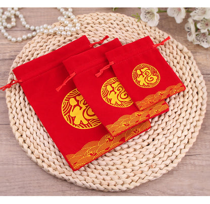Knot Drawstring Pouch - Lucky Red Bag for Jewelry and Small Gifts