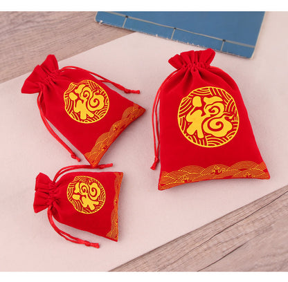 Knot Drawstring Pouch - Lucky Red Bag for Jewelry and Small Gifts