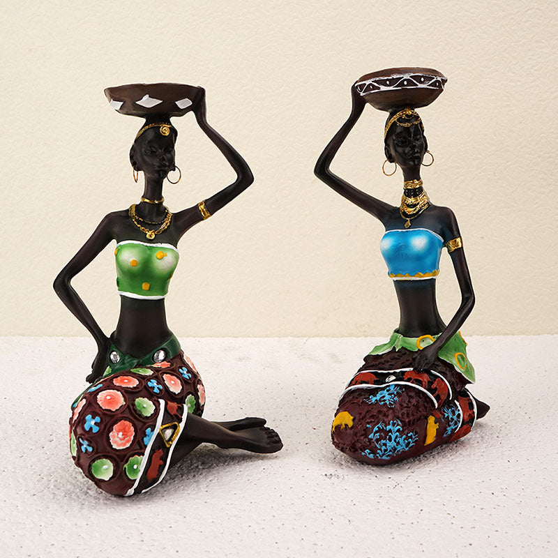 European Style Black Man Candle Holder, Resin Art Craft, Unique Cafe and Bar Decor