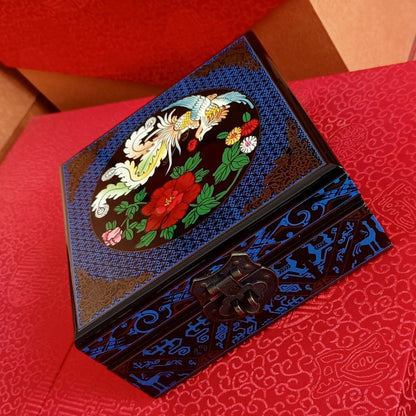 Jewelry Box | Wooden Make | Two-Layer Velvet Interior | Mirror Lid | Lacquer Finish | Handmade Chinese Art | Valentine’s & Mother’s Day Gift