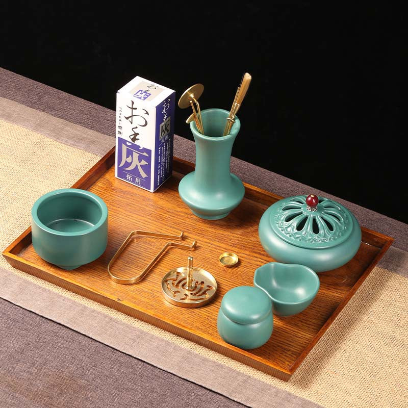 Song-style Incense Ceremony Set - Ceramic Incense Tools with Sandalwood Powder Accessories
