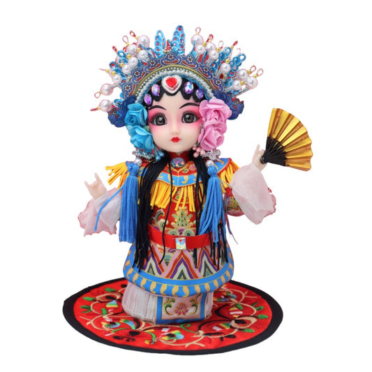 7-Inch Silk Chinese Opera Doll - Traditional Handmade Peking Opera Flower Dan Figurine