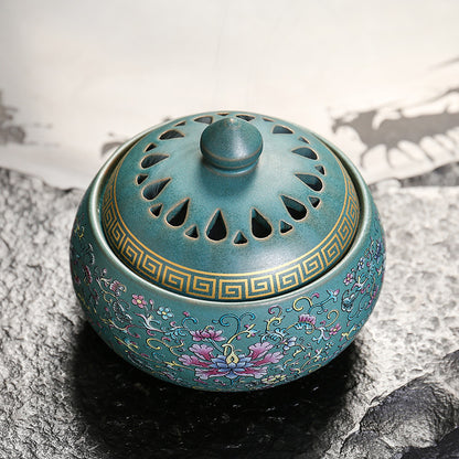 Enamel Lotus Dish Ceramic Incense Burner for Home Decoration and Aromatherapy