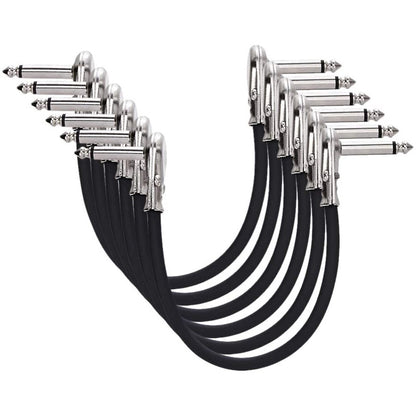 Flat Patch Cable for Guitar Pedals - Noise-Reducing 6.35mm Connector (15cm/30cm, Black/Silver/Gold)