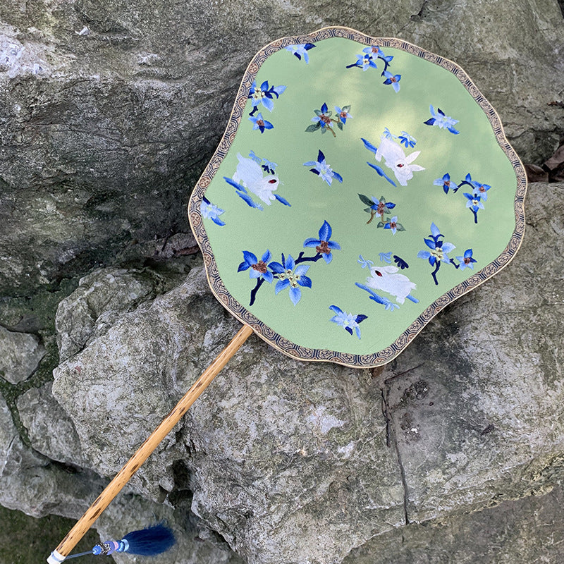 Elegant Double-Sided Embroidered Round Fan - Handmade Su Embroidery on Xiangfei Bamboo