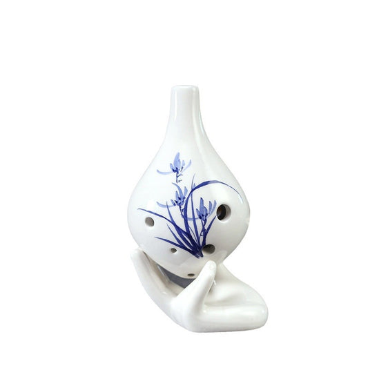 6-Hole Alto C Ceramic Ocarina - Hand-Painted Design with Gift Box, Music Sheet & Neck Strap (AC Tuned)