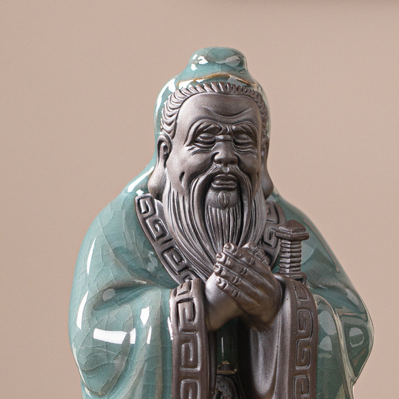 Ceramic Confucius Statue - Handcrafted Historical Figure Decor for Study & Living Room