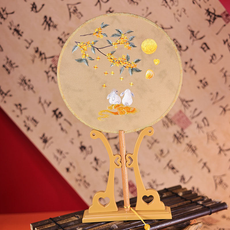 Exquisite Dual-Sided Embroidered Round Fan - Ancient Style Decorative Hand Fan