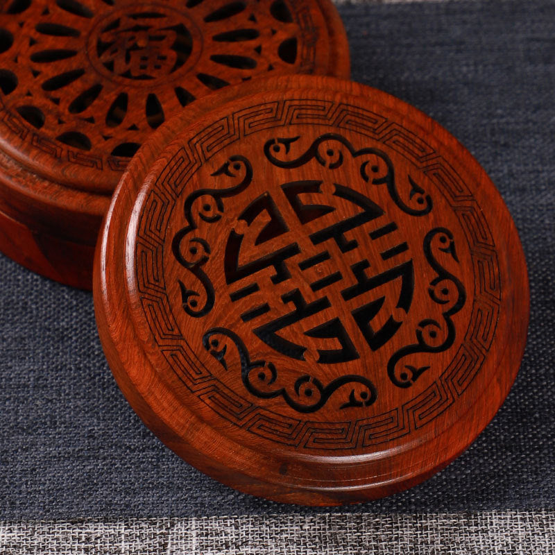 Rosewood Incense Holder - Stylish Hollow Carved Wooden Box for Home, Meditation & Relaxation