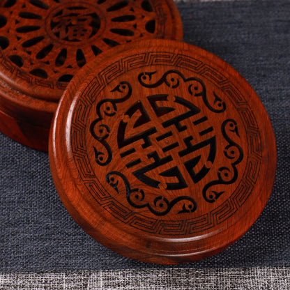 Rosewood Incense Holder - Stylish Hollow Carved Wooden Box for Home, Meditation & Relaxation