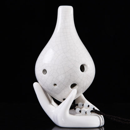 6-Hole Alto C Ceramic Ocarina - Hand-Painted Design with Gift Box, Music Sheet & Neck Strap (AC Tuned)