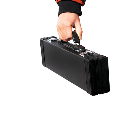 Black Leather Flute Case with Velvet Interior – Compact Protective Storage Box, Durable & Lightweight