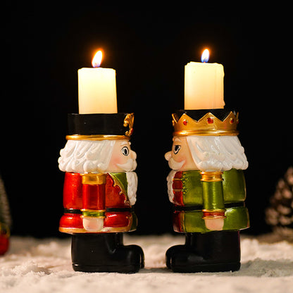 European Style Nutcracker Candle Holder: Perfect Home Decor for Living Room or Table, Resin Ornament for Christmas Tree