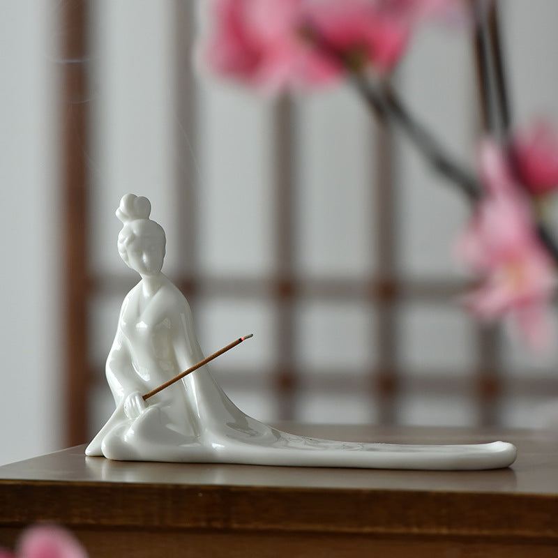 Ceramic Incense Burner with Ash Catcher - Handcrafted Zen Decor for Stick Incense (18.5x5.9x11.9cm)