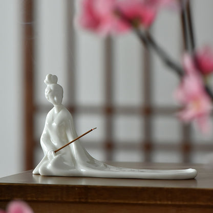 Ceramic Incense Burner with Ash Catcher - Handcrafted Zen Decor for Stick Incense (18.5x5.9x11.9cm)