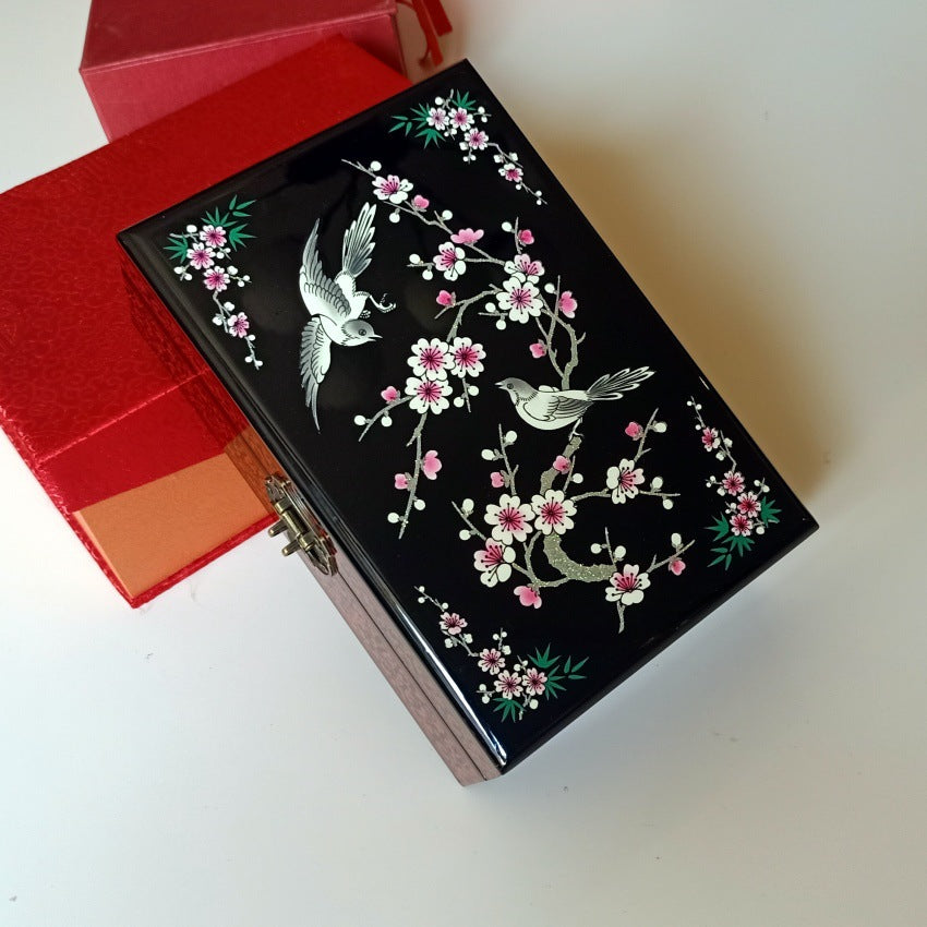 Lacquer Jewelry Box - Wooden Jewelry Organizer with Spacious Drawers, Perfect Gift for Women, Elegant Jewelry Storage Box for Birthday/Anniversary/Housewarming Present