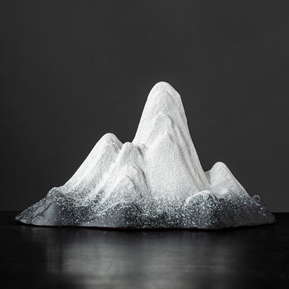 Ceramic Snow Mountain Miniature - Zen Home Decor for Tabletop & Aquarium (Handcrafted Chinese-Style Landscape)