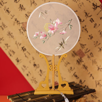 Exquisite Dual-Sided Embroidered Round Fan - Ancient Style Decorative Hand Fan