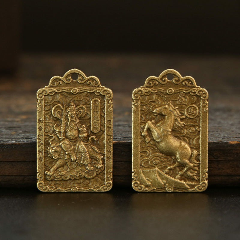 Get Lucky with Our Alloy Wucai God Zodiac Box and Keychain Pendant Set for Wealth and Good Fortune