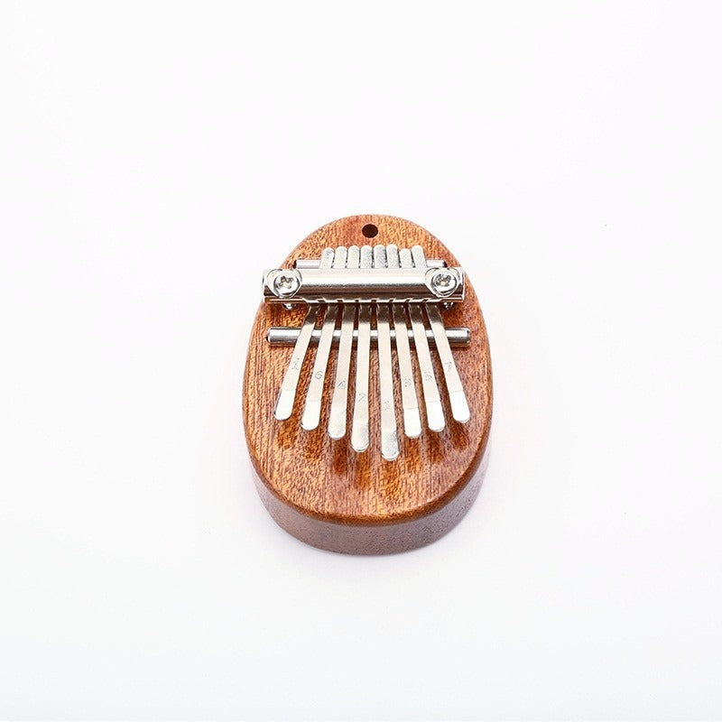 Mini 8-Note Kalimba Thumb Piano - Pocket-Sized Portable Instrument with Strap (Totoro/Heart/Bear/Oval Designs)