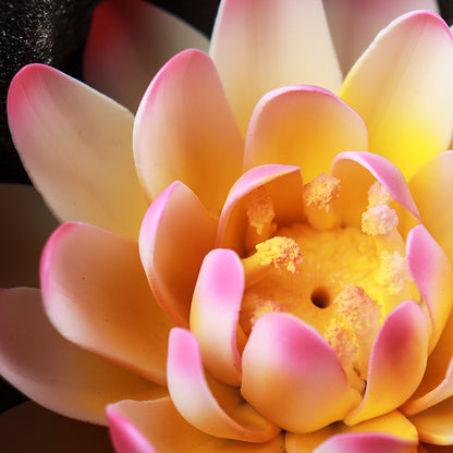 Handmade Ceramic Lotus Incense Holder - Zen Home Altar Decor with Leaf Base (14.5cm Flower, 600g Total)