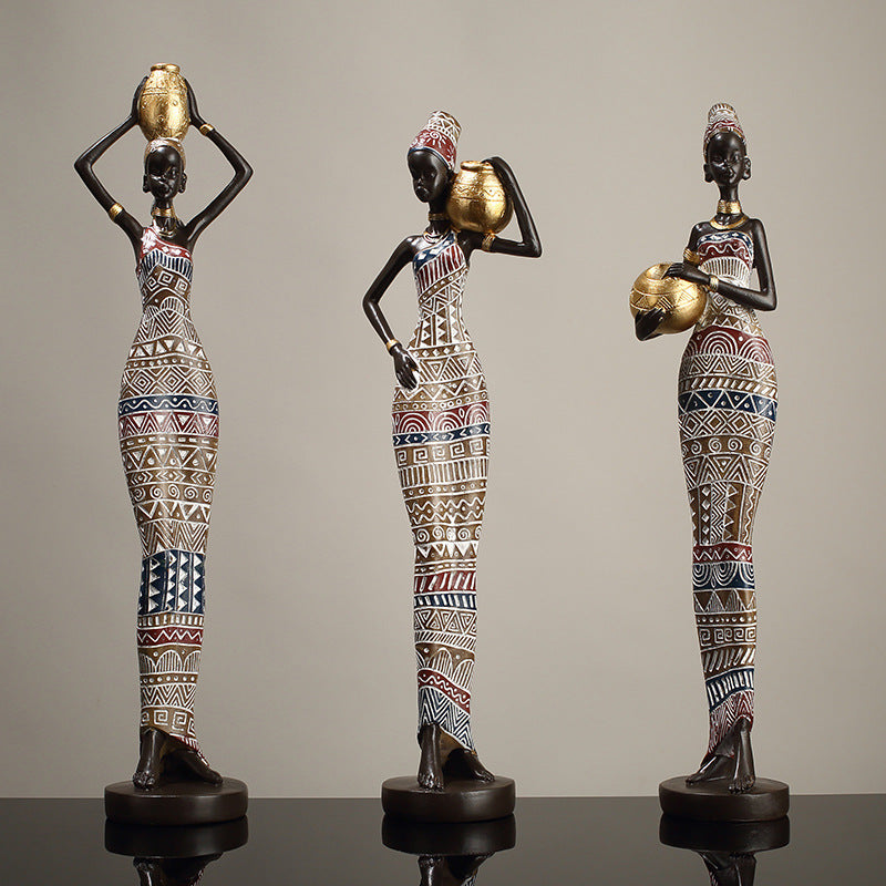 African Art Statue: Graceful Female Sculpture for Home and Office Decoration