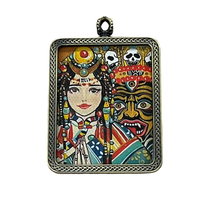 Nepalese Thangka Ghau Box Pendant with Hanging Cord – Handcrafted Sacred Amulet