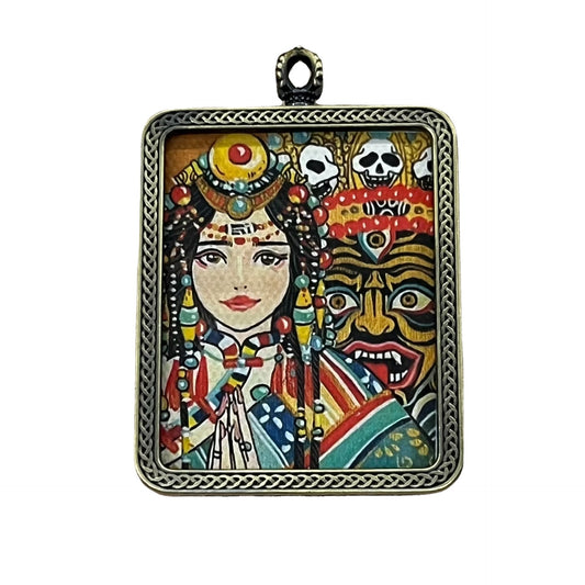 Nepalese Thangka Ghau Box Pendant with Hanging Cord – Handcrafted Sacred Amulet