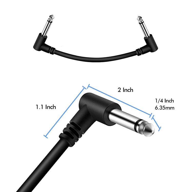 Flat Patch Cable for Guitar Pedals - Noise-Reducing 6.35mm Connector (15cm/30cm, Black/Silver/Gold)