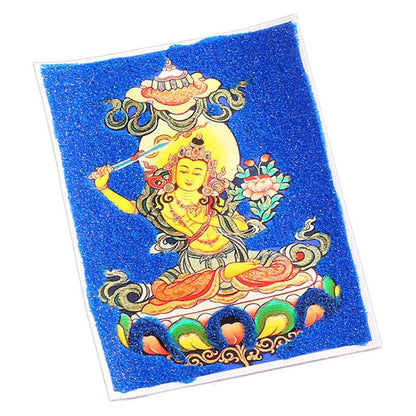 Hand-Painted Gold-Traced Thangka with Cinnabar Rough Sand - Eight Protectors Design