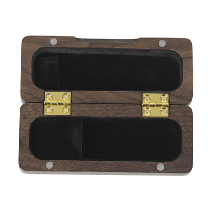 Walnut & Rosewood Saxophone Ligature Case – Vintage Magnetic Closure Box with Anti-Scratch Felt Slots (Red/Walnut) – Durable Woodwind Accessory Organizer