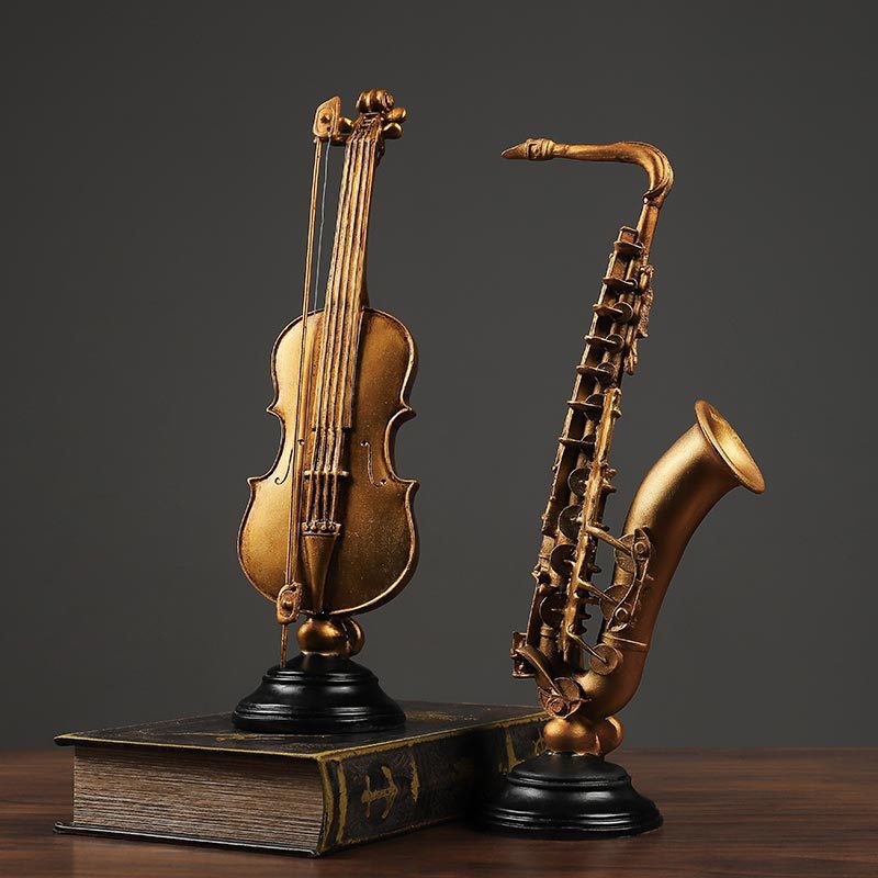Chic Violin and Saxophone Figures for Home Decor, Living Room and Office Display