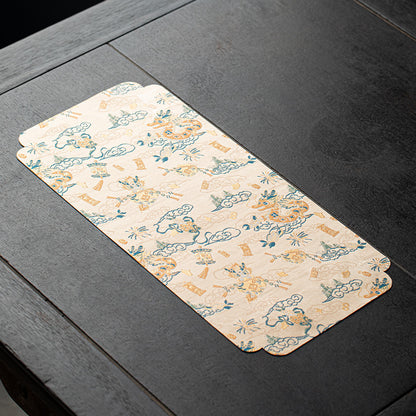 Chinese Dragon Tea Mat - Waterproof Table Runner for Tea Ceremony (50x24cm, Cotton-Linen & Gauze Fabric)