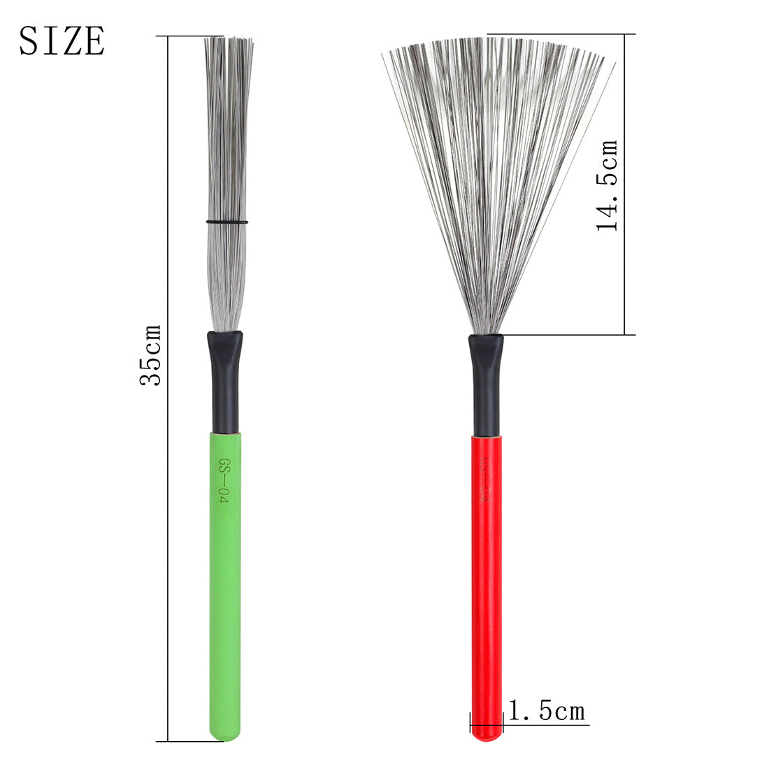 High Carbon Steel Drum Brushes with Maple Wood Handle – 5-Color Durable Percussion Brushes for Cajon, Drums & More