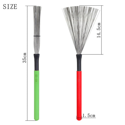 High Carbon Steel Drum Brushes with Maple Wood Handle – 5-Color Durable Percussion Brushes for Cajon, Drums & More