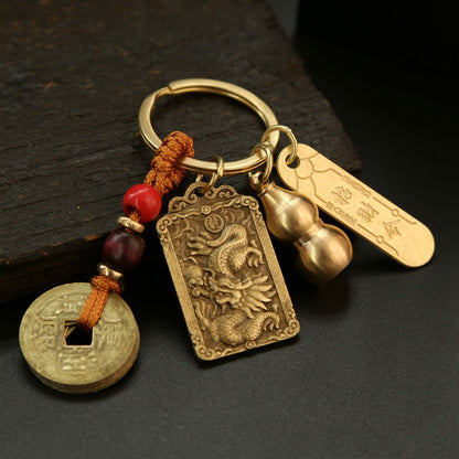 Get Lucky with Our Alloy Wucai God Zodiac Box and Keychain Pendant Set for Wealth and Good Fortune