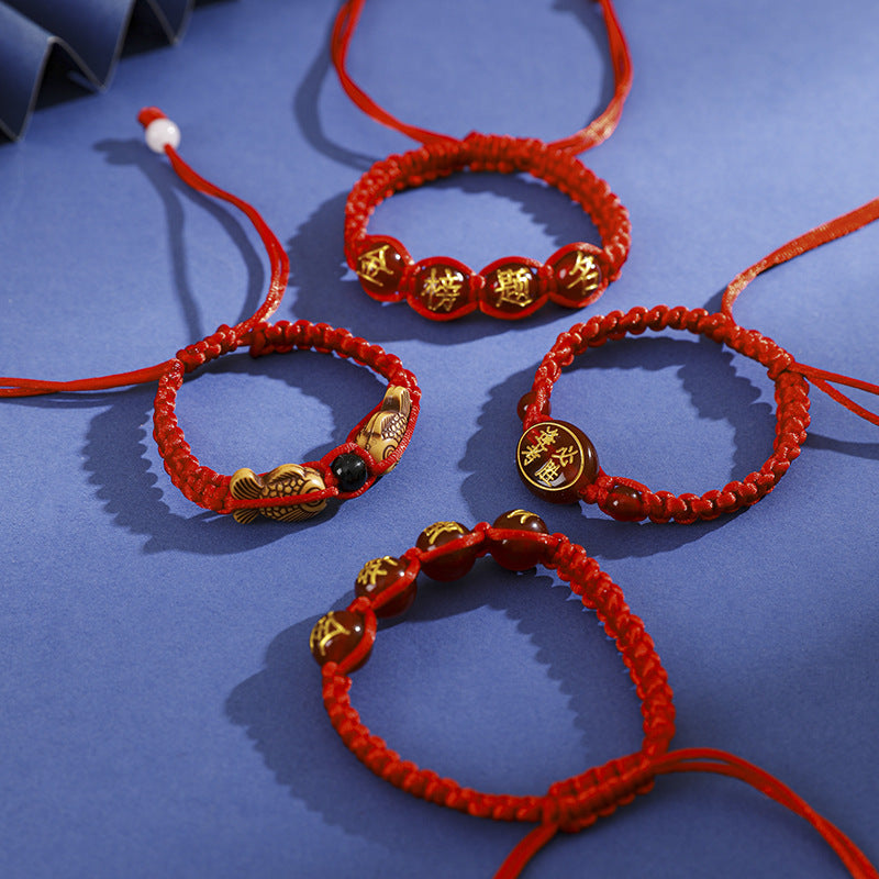 Handwoven Red String Bracelet - Gold List Success Gift for Students
