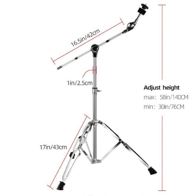 Adjustable Snare Drum Stand - Heavy-Duty Iron Drum Holder with Non-Slip Rubber Grips (450-680mm Height, 38x20x28mm Base)