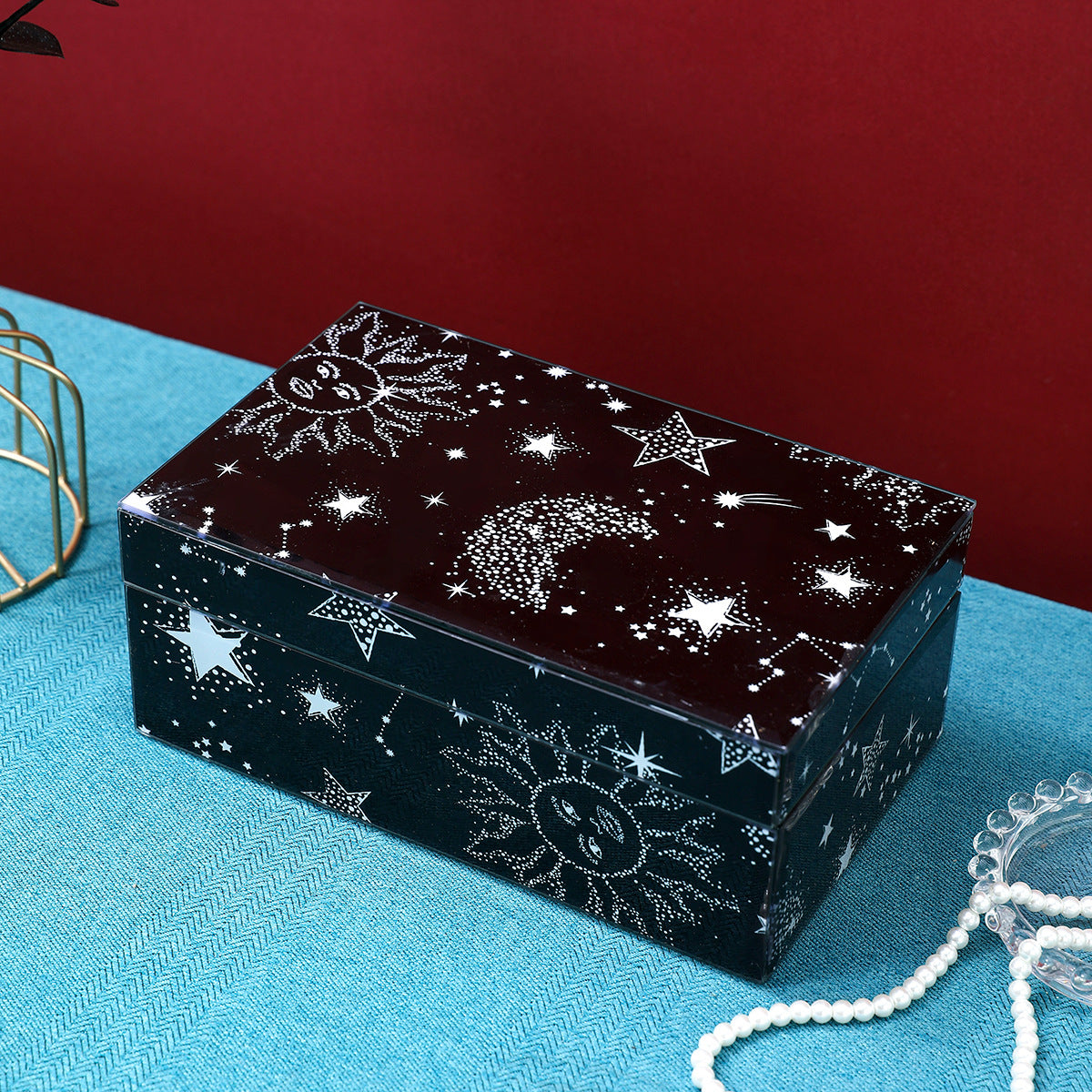 Sun, Moon & Stars Jewelry Box - Unique Tarot-Themed Jewelry Organizer, Stylish Storage Box