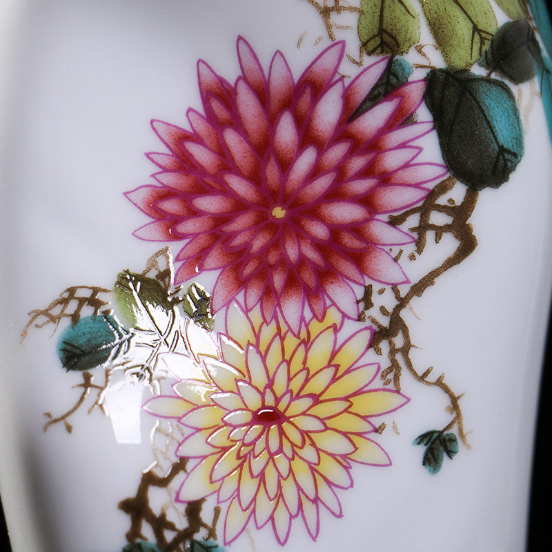 Jingdezhen Hand-Painted Porcelain Vases - Qipao-Inspired Home Decor (3 Floral Designs: Peony/Magnolia/Chrysanthemum)